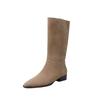 Fashion 2024 Women's Natural Suede Western Boots Thick Pointed Short Boots Vintage Pleated Fashion Boots Women's Autumn