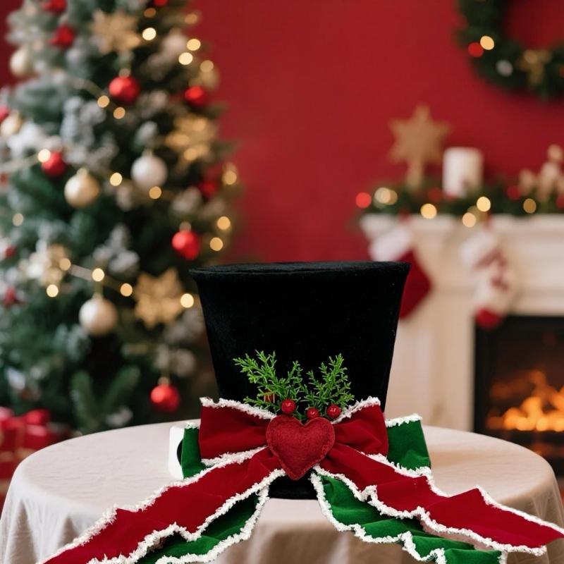 Foldable Christmas Tree Top With Big Bowknot Embellishments for Indoor and Outdoor Winter Holiday Party Centerpieces