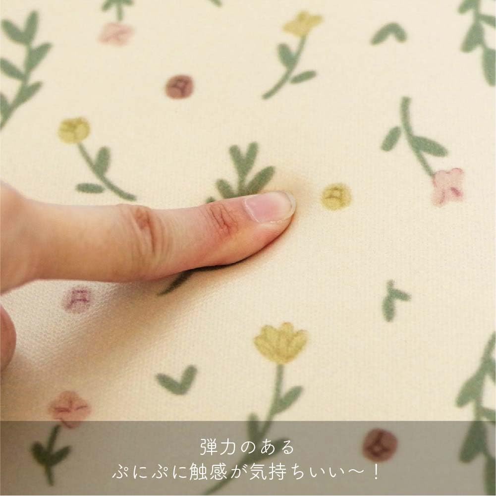 Okato Wipeable Kitchen Flower 75cm Wide x 45cm Deep x No Need to Worry About Water or Oil Stains Mat, Water-Repellent, Pattern, 0.6cm Thick,