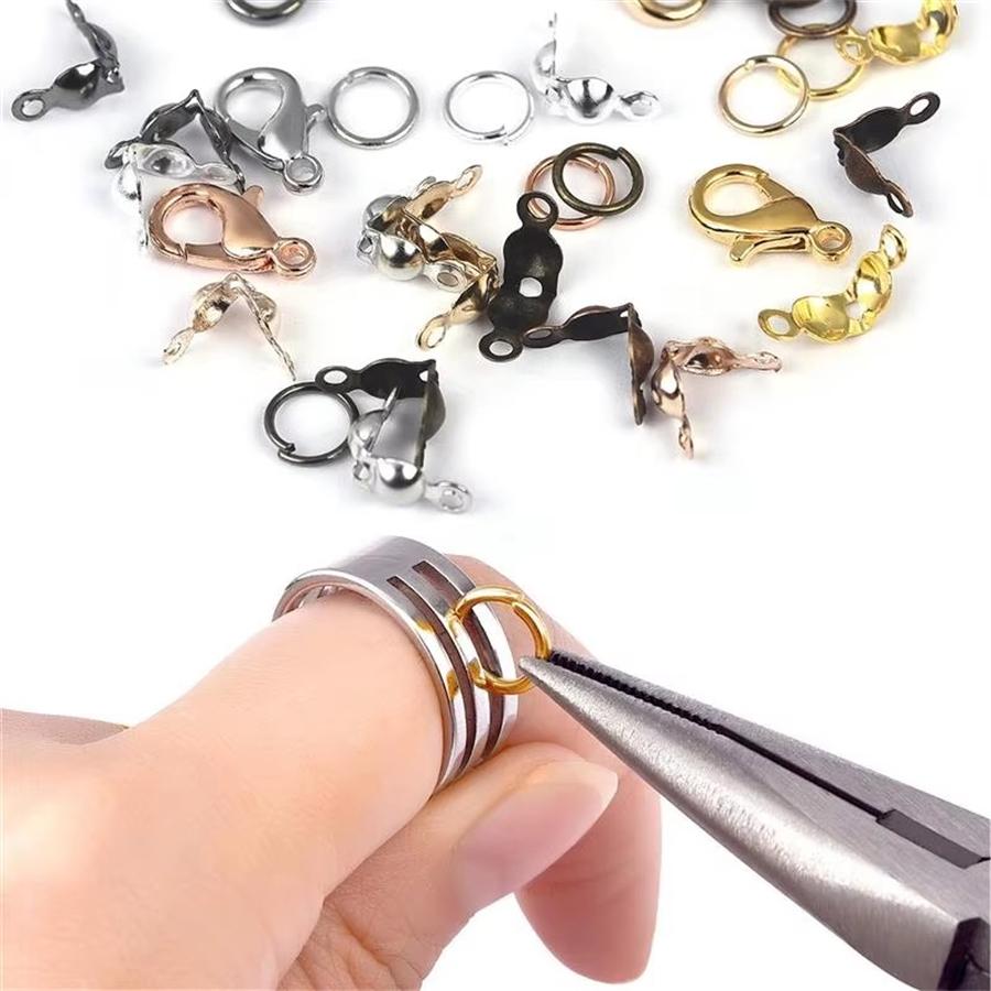 170Pcs/Set Lobster Clasp Jump Rings Connector Clasp Crimp End Beads For Bracelet Necklace Chains DIY Jewelry Making Accessories Set