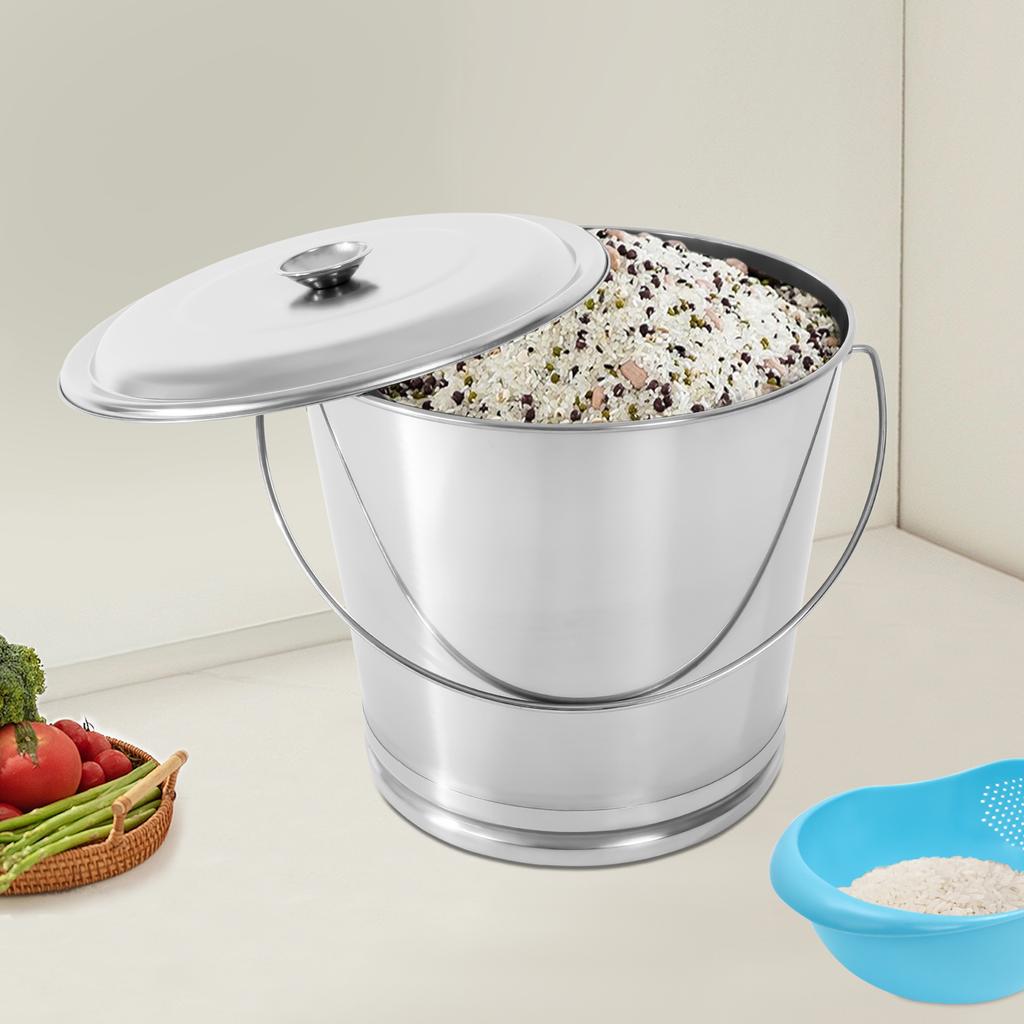 20L Stainless Steel Milk Pail Bucket W/ Lid - Free Standing 5.28 Gallon Capacity Storage Water Breaker for Farm, Dairy, Brewing