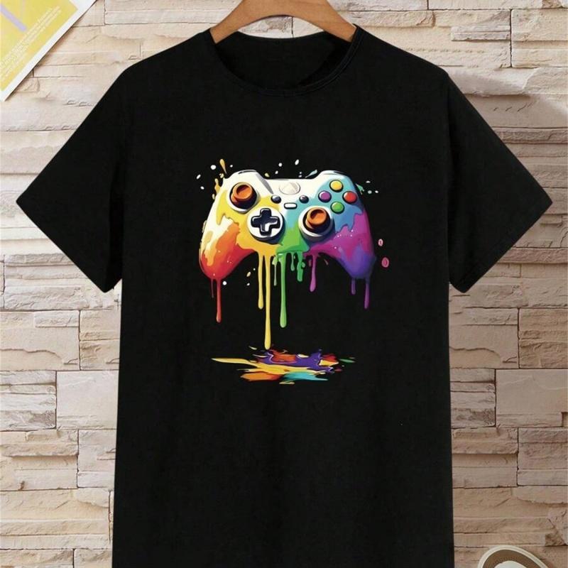 

3D-принтованная футболка для геймера, для парней, графические футболки с геймпадом, повседневные футболки оверсайз с коротким рукавом, с круглым вырезом, уличная одежда 6XL коричневый