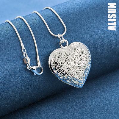 925 Sterling Silber Herz-förmigen Anhänger Halskette Modische Hochzeit Schmuck
