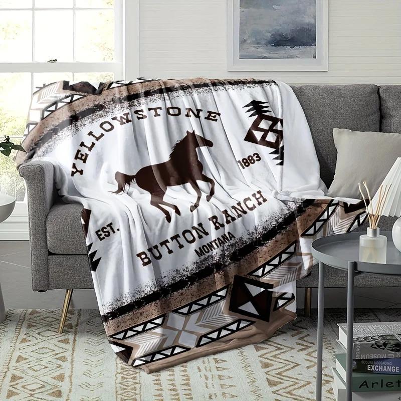 Vintage Bohemian Throw Flannel printed blanket suitable for all seasons suitable for living room office sofa and travel