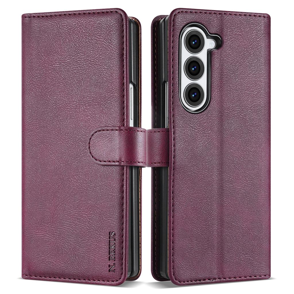 N.BEKUS CSJ-001 For Samsung Galaxy Z Fold6 5G Stand Case PU Leather Wallet Phone Cover
