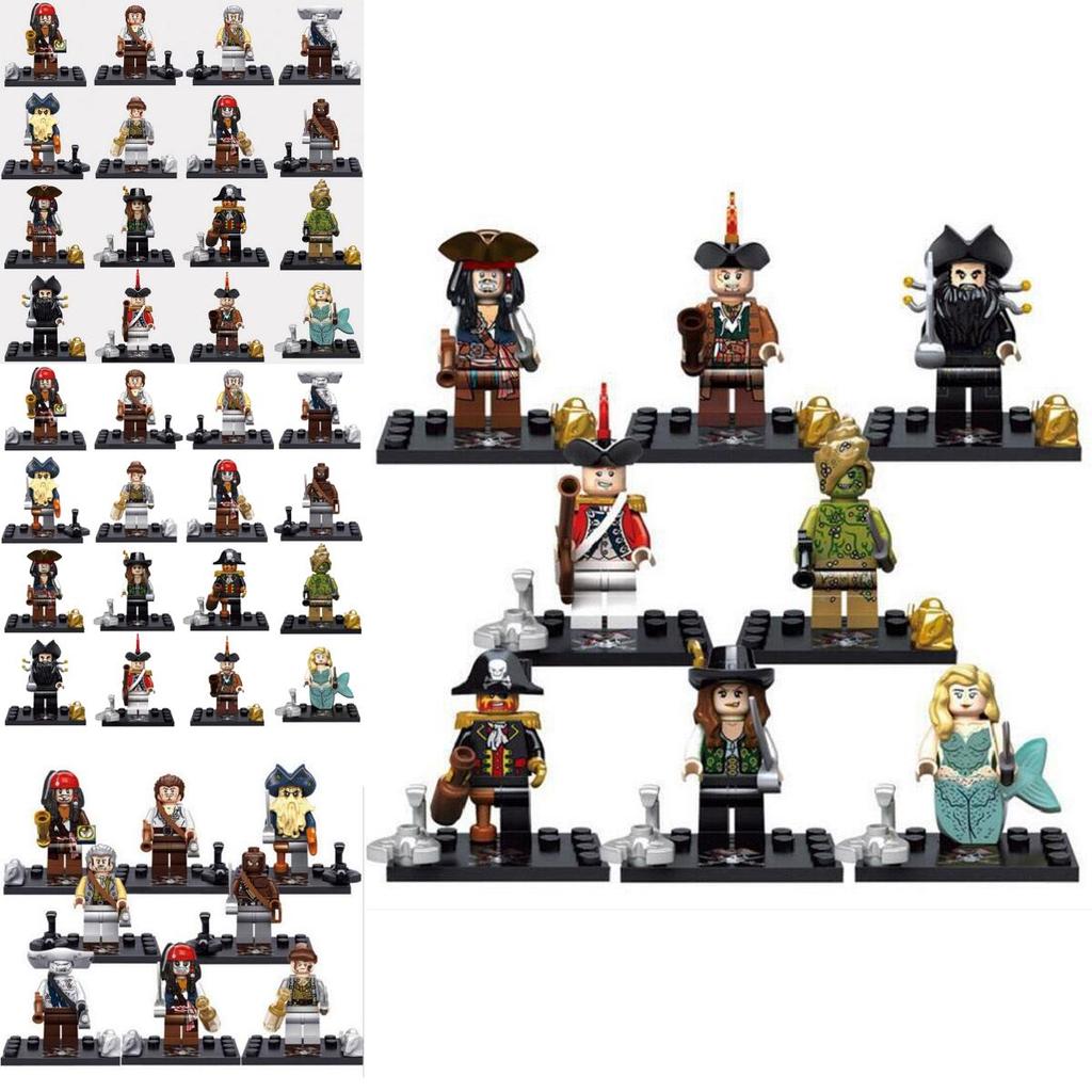 Caribbean Pirates Building Blocks Set 8pcs Minifigures With Mermaids Educational Toy