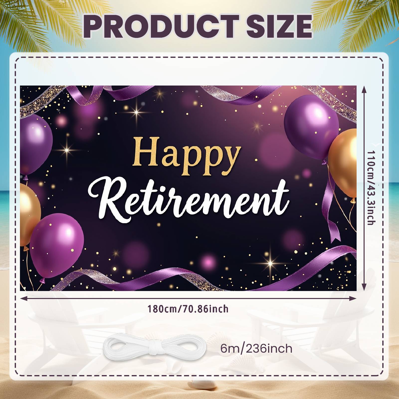 Happy Retirement Banner Satin Ribbon Happy Retirement Backdrop Retirement Display For Office Farewell Indoor Event