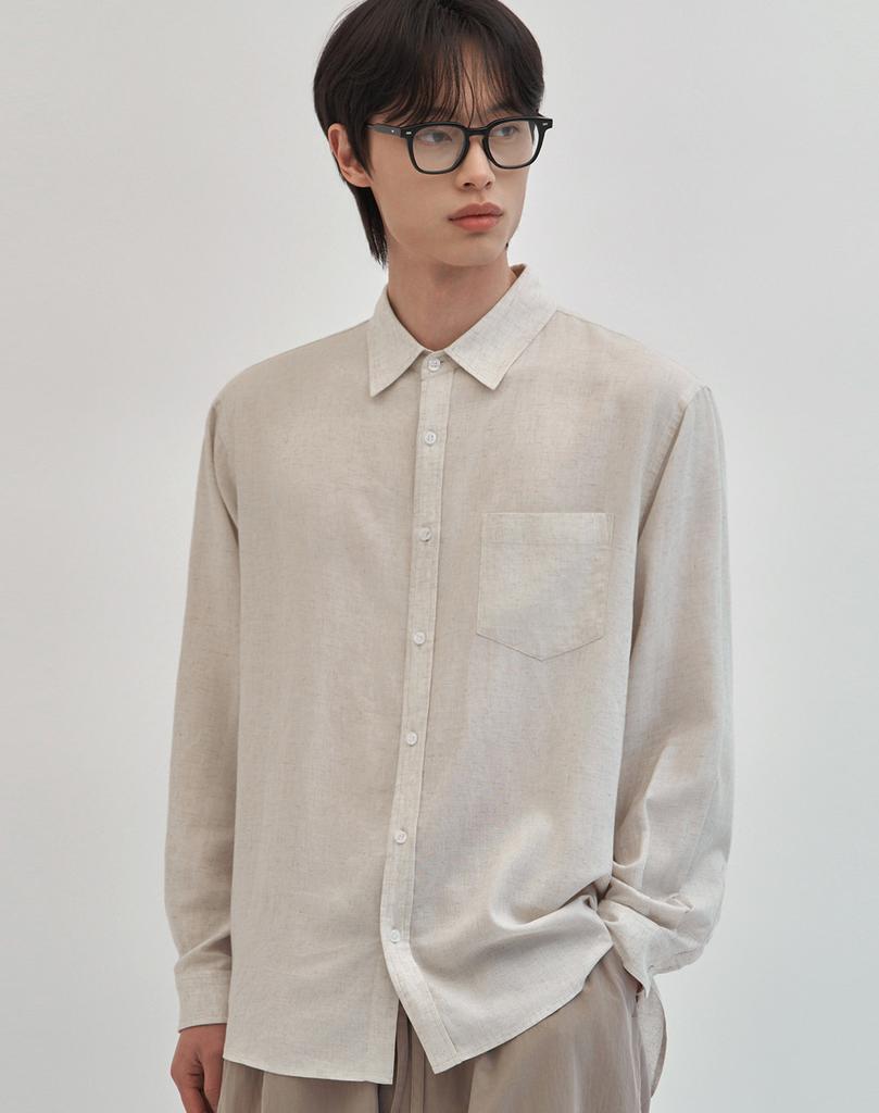WORK ON BODY OFF Claire Semi-Overfit Linen Shirt [Oatmeal]