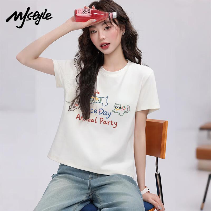 MJ Style Women s Cotton Pet Print T-Shirt L