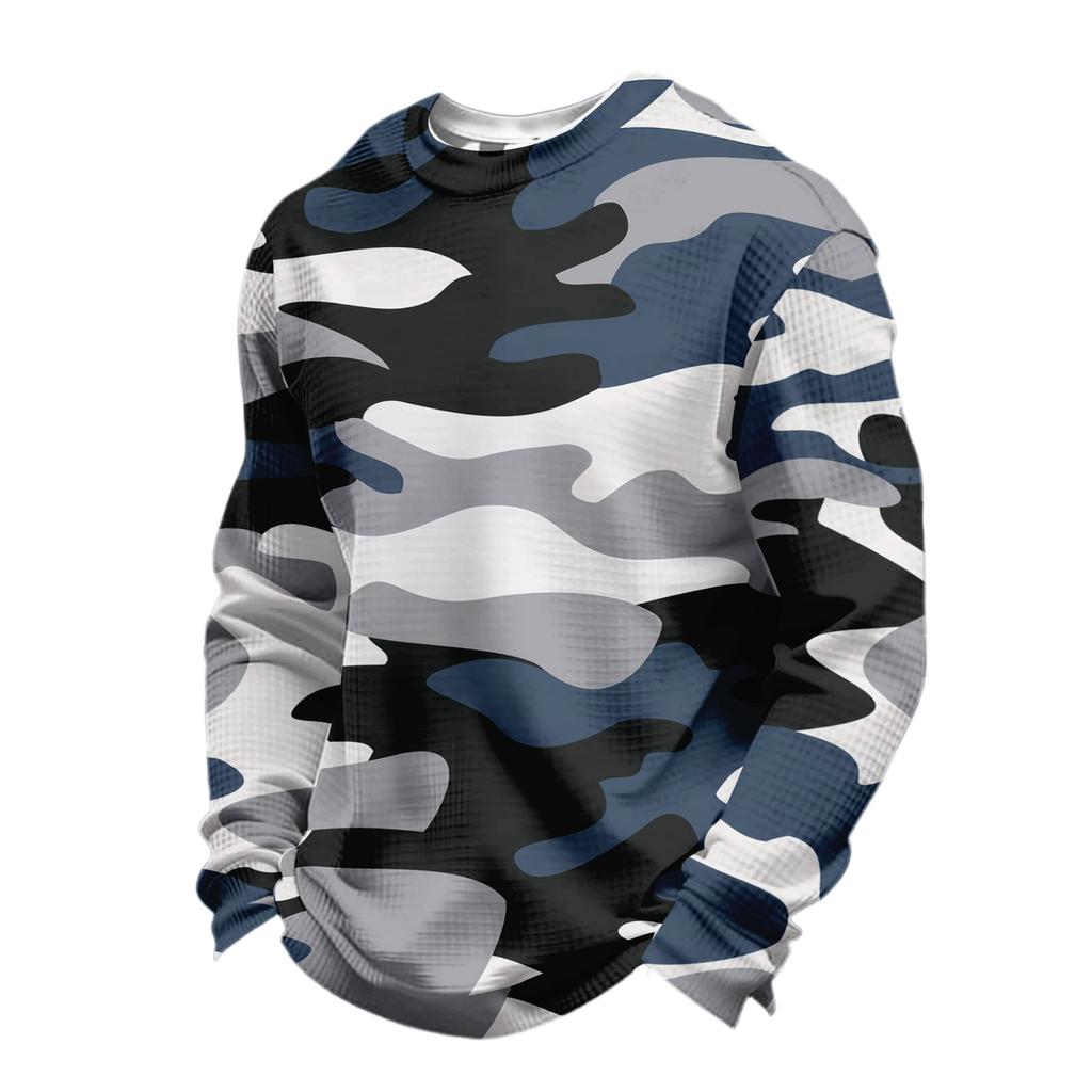 Pánský ležérní top s digitálním potiskem a dlouhým rukávem, Pánský kulatý výstřih s dlouhým rukávem