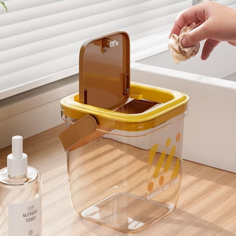 Mini Table Garbage Bin Transparent Waste Paper Storage Box Storage Bin Desktop Trash Can  Dormitory