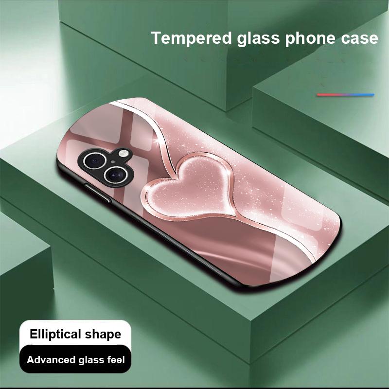 Gradual Love Big For Apple IPhone 16 11 13 15 14 Pro Max 12 Mini 7 8 Plus XR X XS SE Elliptical Shaped Tempered Glass Phone Case