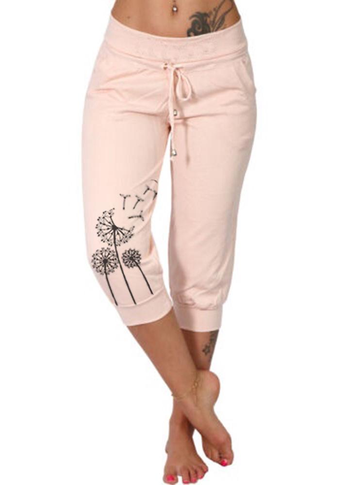 Plus Size Casual Print High-Waist Drawstring Pants - European & American Style