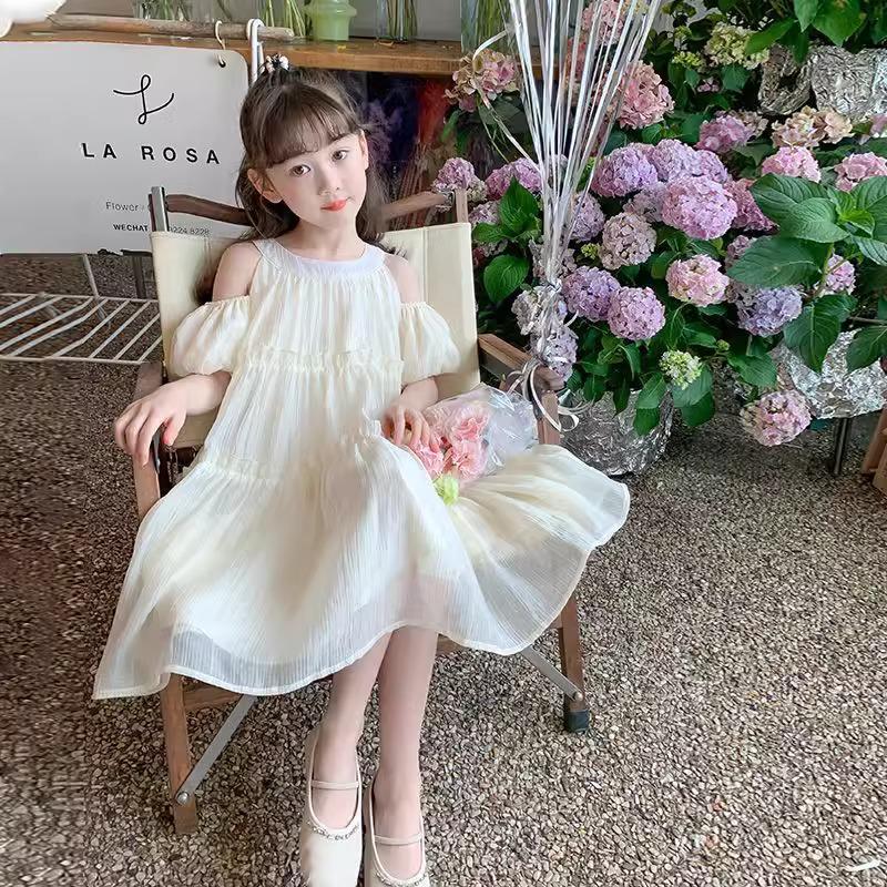 Girls' 2024 Summer Chiffon Princess Sling Dress – Fashionable and Trendy