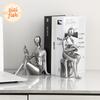 Leser Charakter Keramikstatue 2 Stück Bibliotheksregale Buchstütze Kreatives Handwerk Ornament Figuren Skulptur Raum Ästhetische Dekoration