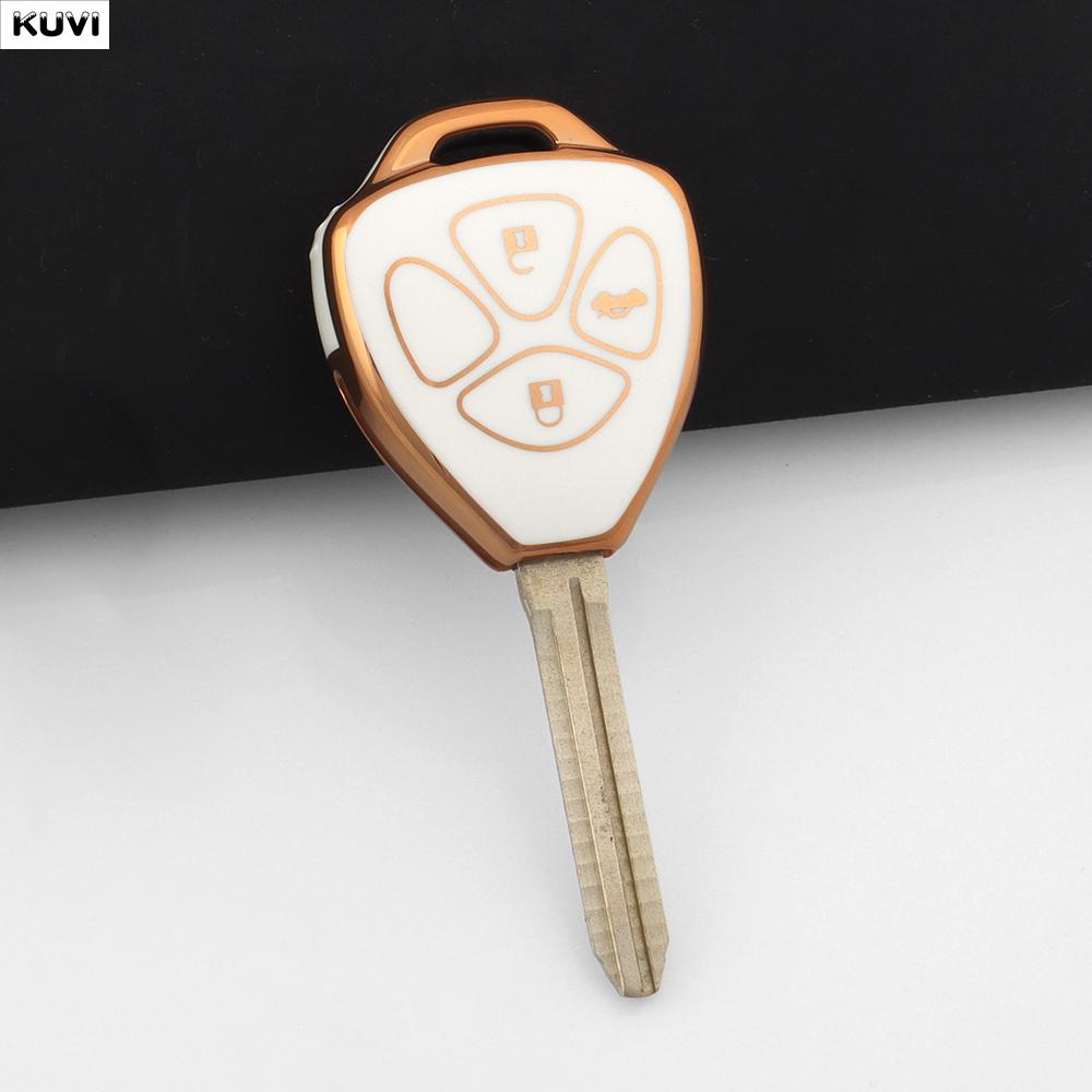 2 3 Buttons Golden Tpu Car Key Case Cover Shell For Toyota Corolla Hilux Vitz Rav4 Aqua Camry Land Cruis Fob Keychain Holder