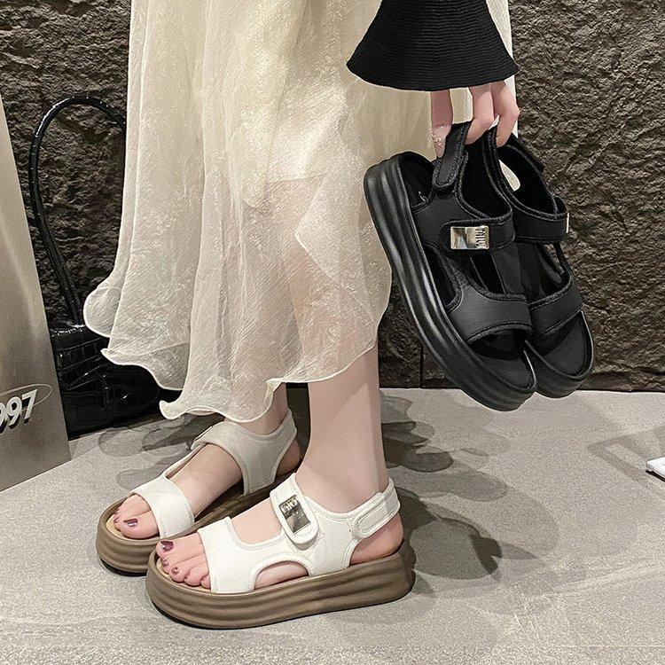 Platform sandals female 20252 spring and summer new versatile step on shit fairy with skirt Velcro Roman cool