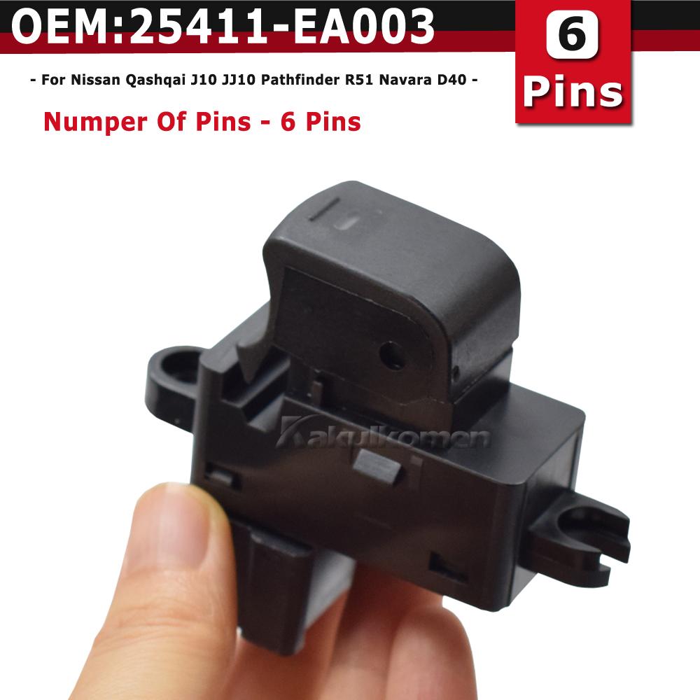 25411-EA003 25411-JD000 High Quality Passenger Side Car Power Window Switch For Nissan Qashqai J10 JJ10 2007 2008 2009 2010 2011 светло-оранжевый