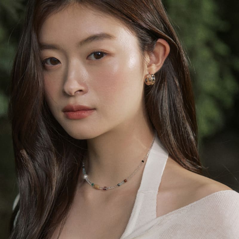 ADAUL Acrylic gold line ring earring - 2color