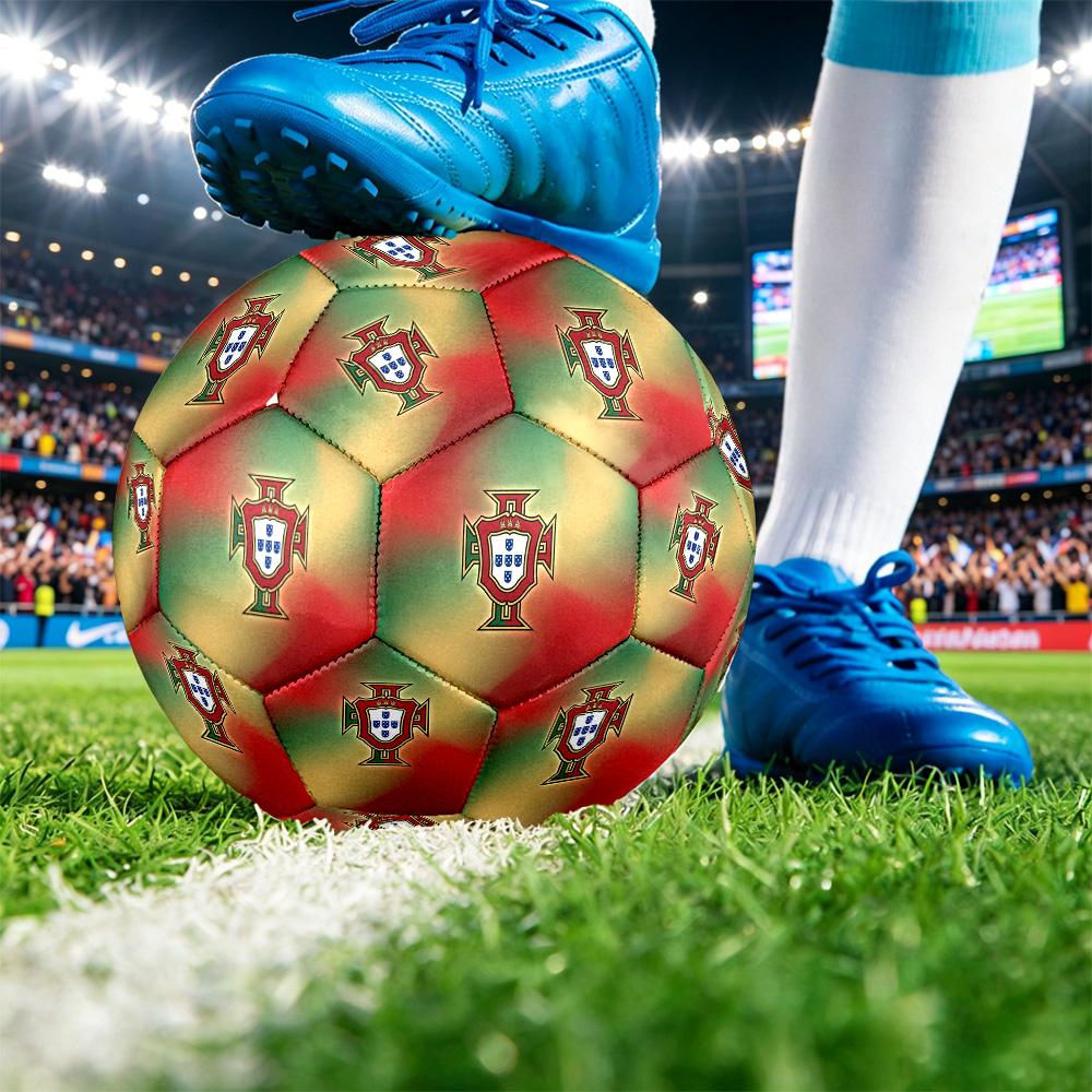 Portugal Football Printed Size 5 Soccer Ball Wear Resistant Standard Adult Training Football Fan Gift for Indoor Outdoor Match Sports