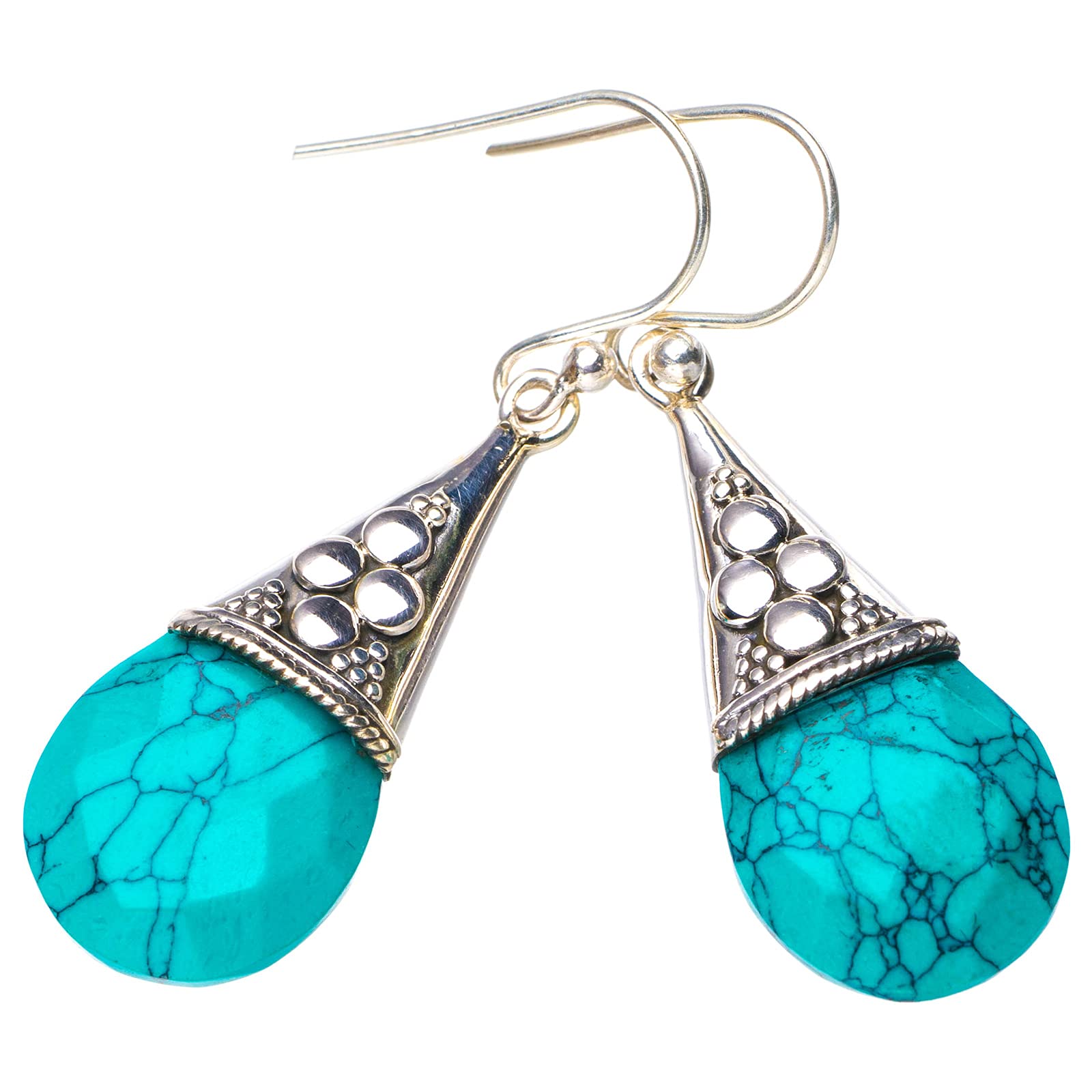 

StarGems® Natural Turquoise Handmade 925 Sterling Silver Earrings 1.5 E5477