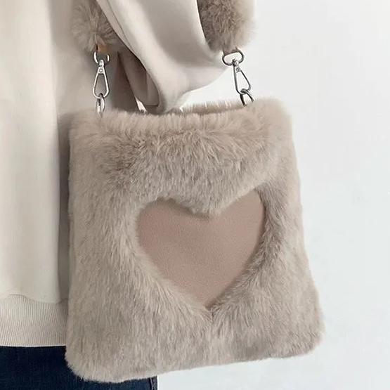 WTEMPO Autumn Winter Plush Handbags Fashion New Large Capacity Cross-body Bags Niche Hand Hairy Shoulder Bags
