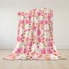 Blush Floral Heart Flannel Blanket Warm Soft Halloween Christmas Couch Warm Cozy Decorative Decor Gift for All Season
