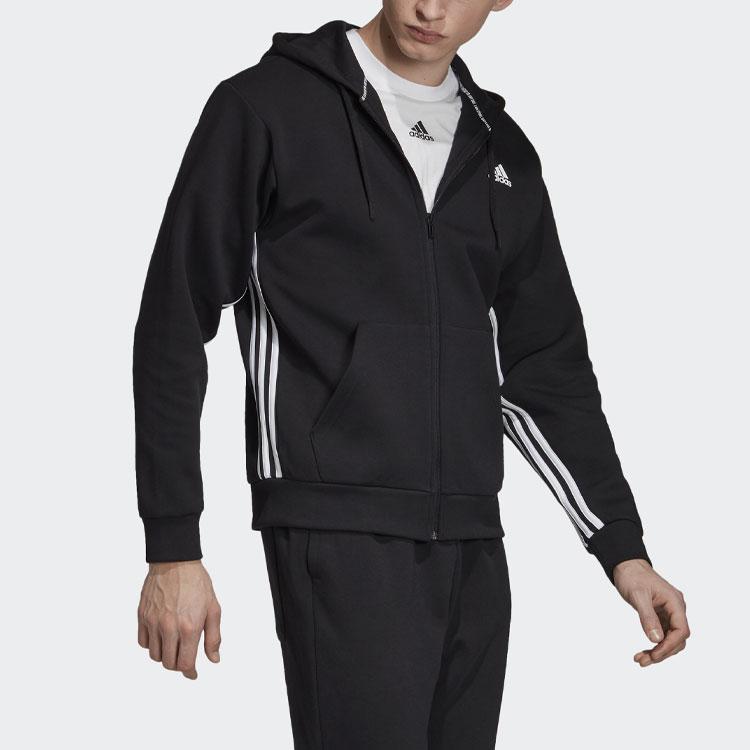 adidas MH 3S Full-Zip Hooded Jacket Men Outerwear Black DX7657