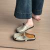Summer wear lazy people with one foot and half slippers women's retro cool slippers low-heeled square head shoes