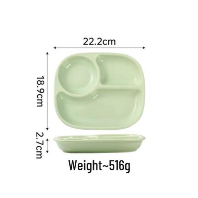 ZISIZ Glossy 8.5-inch Divided Ceramic Dinner Plate