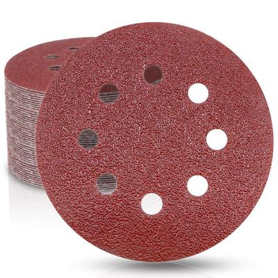 Hot-Selling 5" Aluminum Oxide Sandpaper, 8-Hole, 125mm, Red Backing Sanding Discs Set