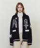 Fallett Drawing Garden Cowichan Knit Zip-Up Navy