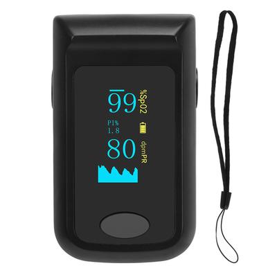 Organischer LED-Fingerspitzen-Pulsoximeter-Blutsauerstoffsättigungs-Monitor mit Trageschlaufe schwarz