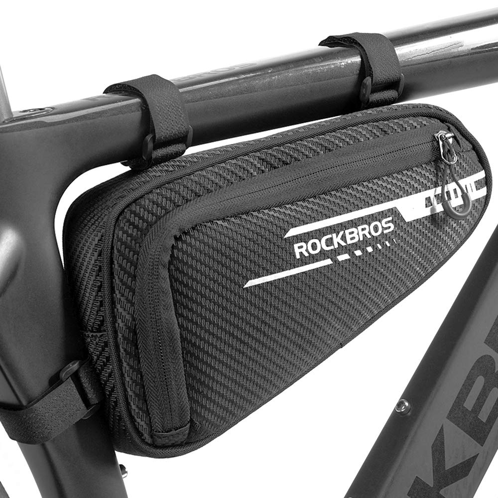 ROCKBROS Bicycle Frame Bag, Triangle Bag for Road Bikes, 1.2L Capacity, Knee-Friendly, with Small Item Compartments and Dividers, for Ample Storage