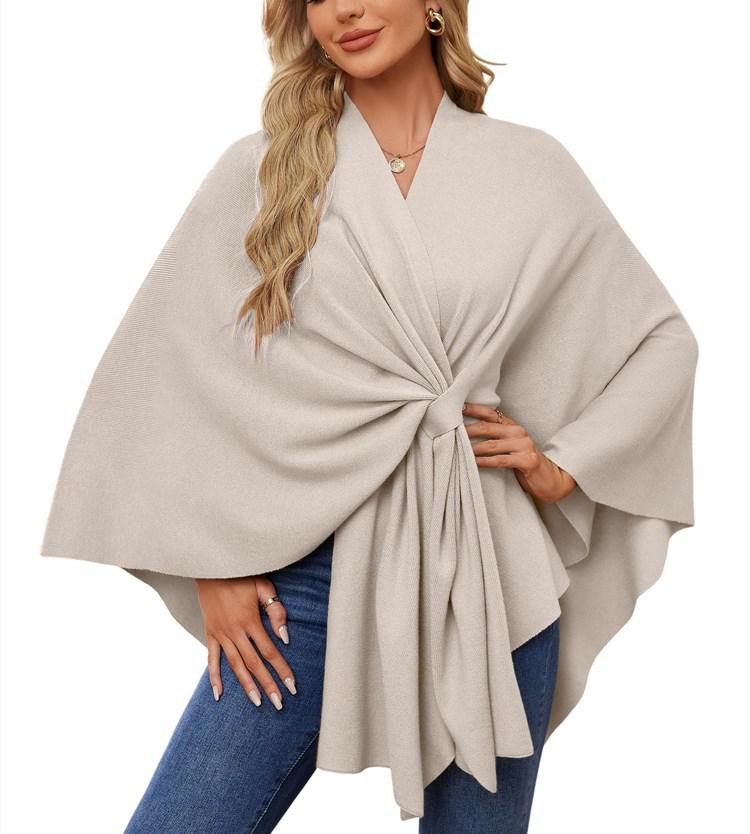 Women's Elegant Solid Color Shawl Coat Cloak - 2024 Bestseller