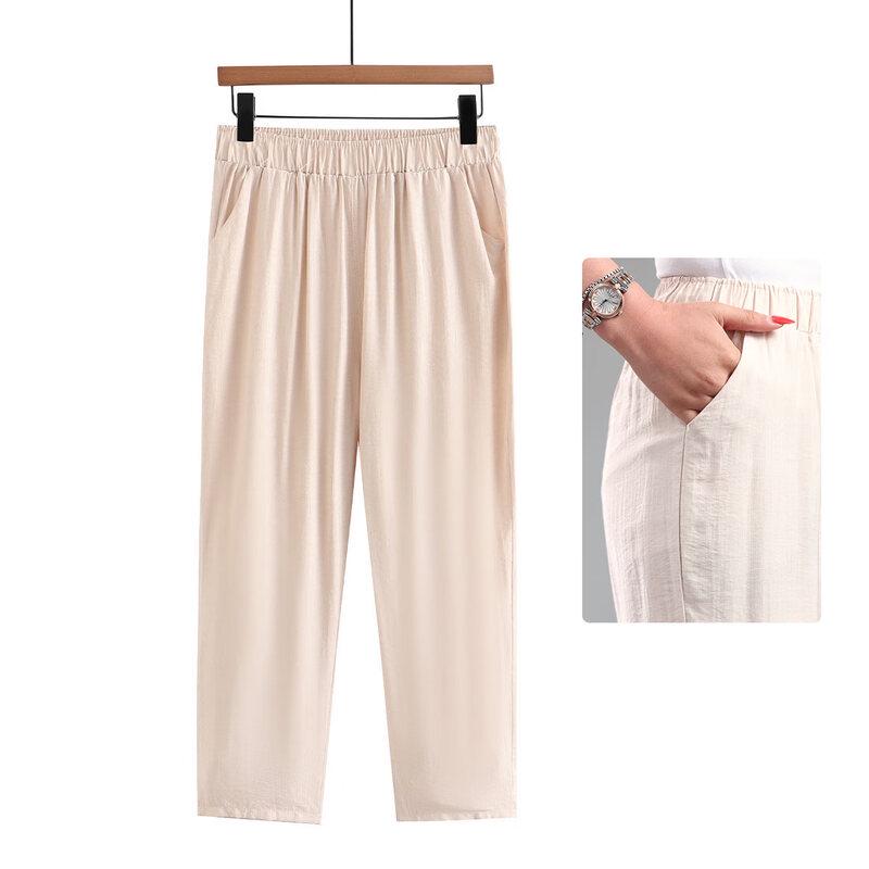 YUZHAOLIN Women s Loose Straight-Leg Elastic Waist Pants L