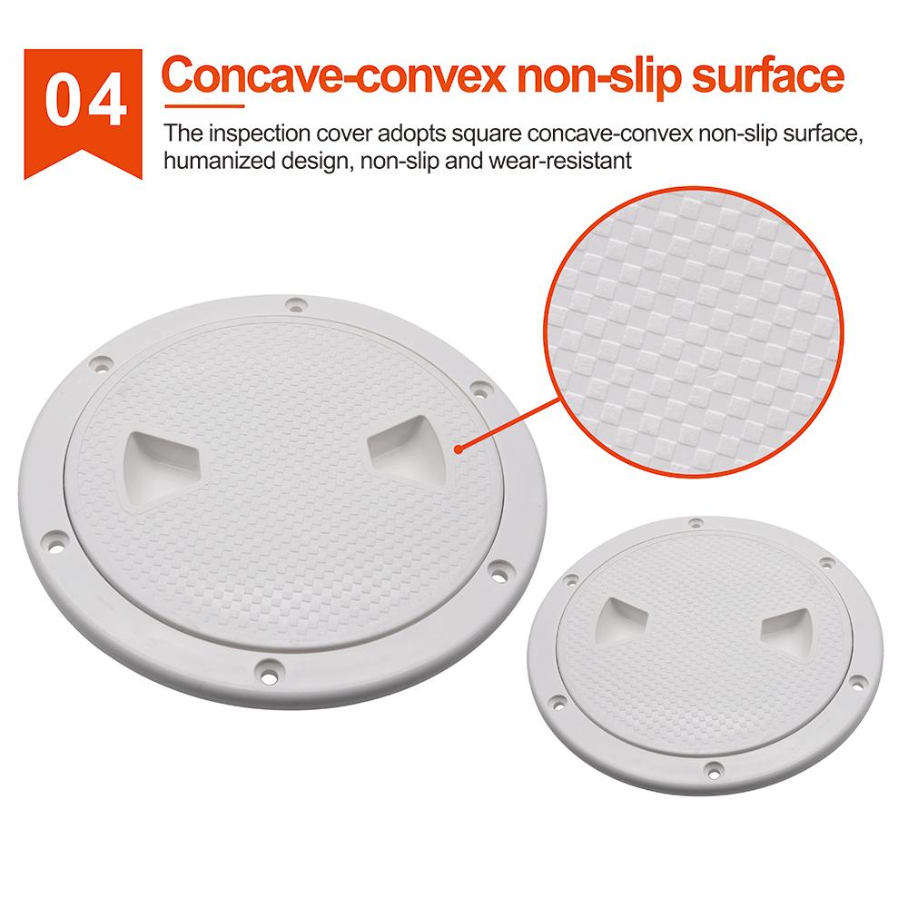4/6/8 Inch ABS Round Hatch Deck Cover Hatch Cover For Marine Boat RV Yacht Non Slip Screw Out Deck Inspection Plate Black White