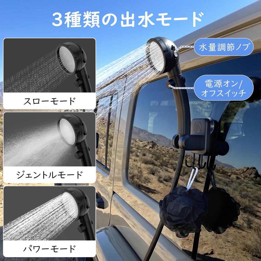 MoKo Portable Electric Shower [2026 New Upgrade 10000mAh] Outdoor USB Rechargeable Shower with 6 Water Volume Modes and 3 Water Flow Modes, 2M Hose, D