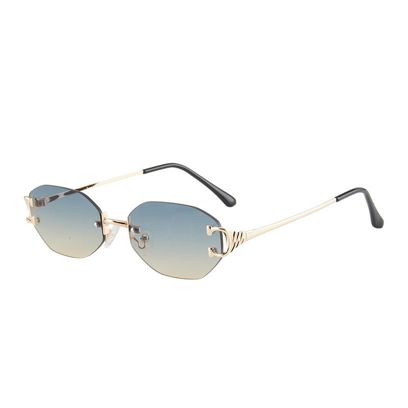 

Trendy Rimless Sun Glasses for Gentlemen Women Sexy Small Square Sun Glasses Outdoor Traveling Metal Frame Frameless Polygon Eyewear