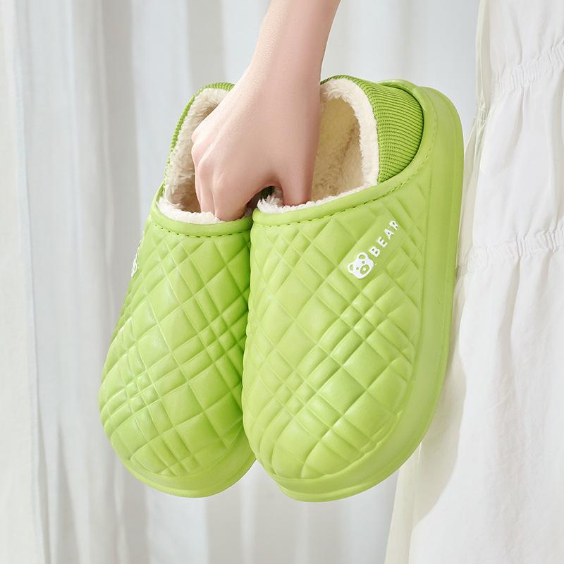 New waterproof cotton slippers men's autumn and winter indoor home thick bottom non-slip cotton drag women