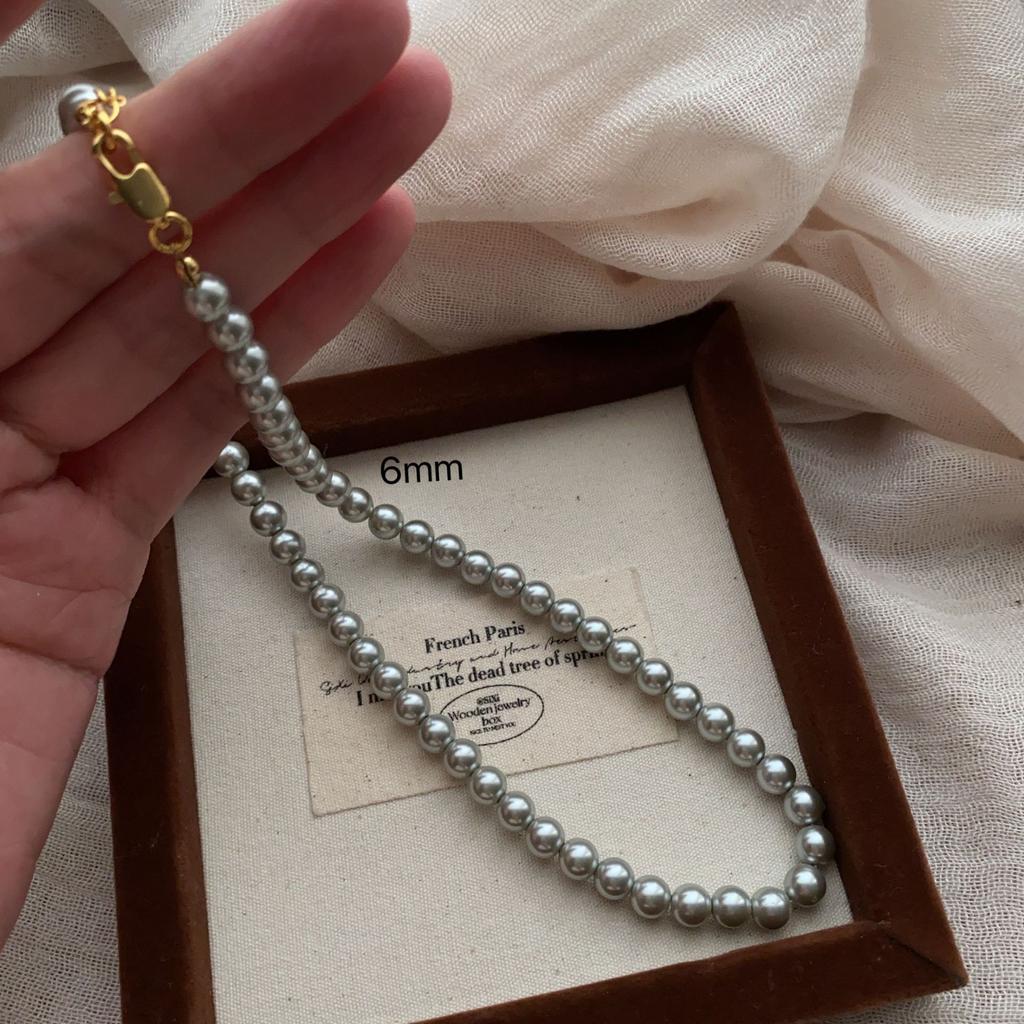 Versatile Necklace, Super Bright Pearl Neck Chain, French Unique Retro Mini Summer Light Luxury Niche