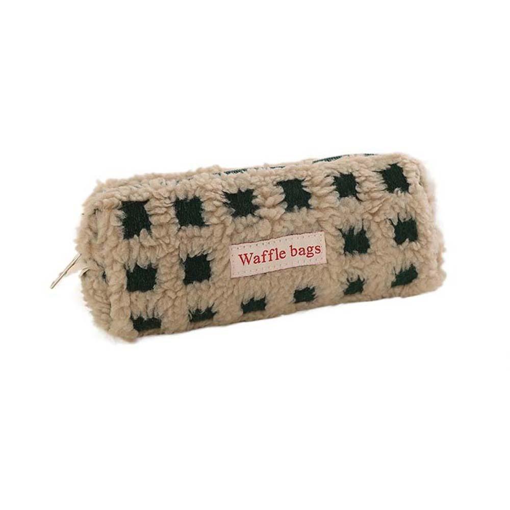 

Large Capacity Plush Pencil Case Khaki/Pink/Yellow/Blue/Red Plush Pen Bag Office Supplies