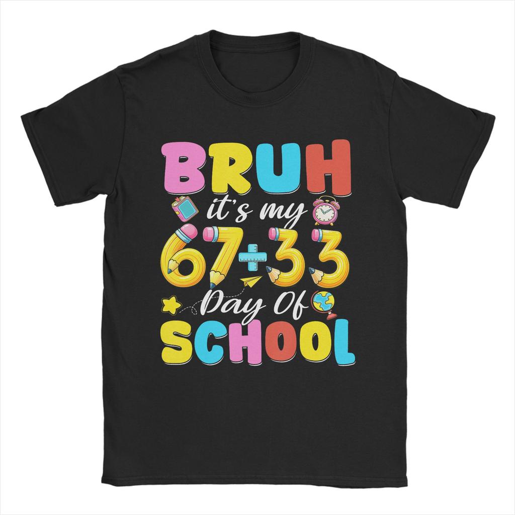 Italian Brainrot 67 Trippi 100 Days of School Men T Shirts  Fun Tees Short Sleeve Round Collar TShirts 100 Cotton 5XL Clothes