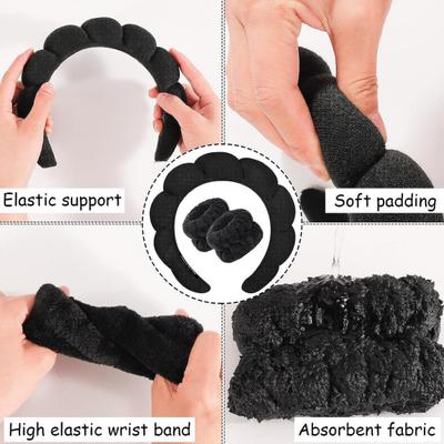 1 set fascia per capelli in spugna fascia da polso assorbente per il lavaggio del viso SPA fascia per capelli imbottita fascia elastica da polso accessorio per capelli da donna regalo di compleanno