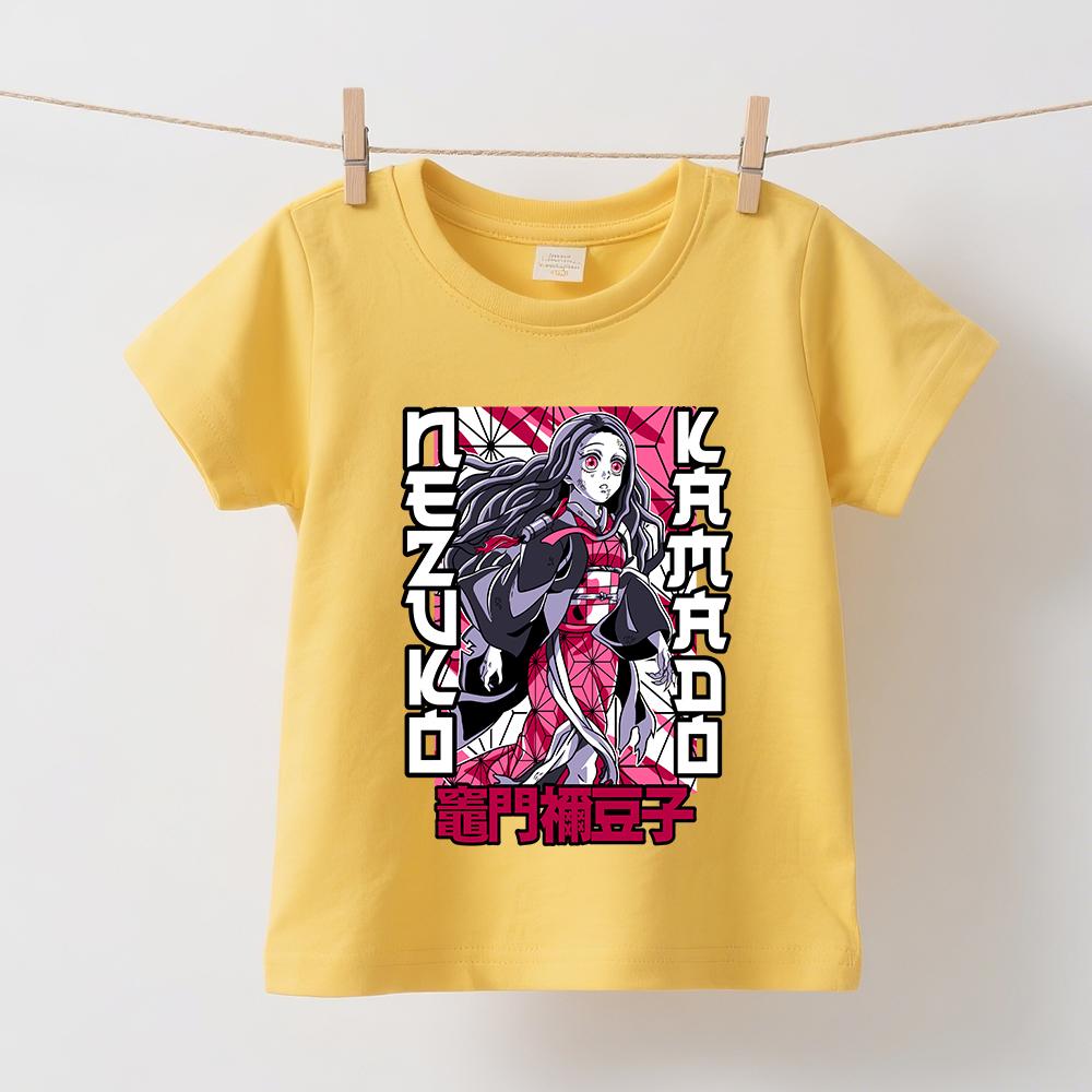 Anime Demon Slayer Nezuko Print Kids Cotton T Shirt Boys Girls Short Sleeve Summer Casual Soft Daily Basic Tee
