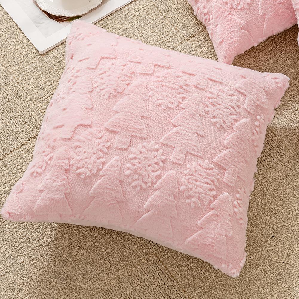 Christmas Tree Pillow Cover Soft Decorative Cushion Cover Fluffy Snowflake Pillowcase for Winter Holiday Decoration