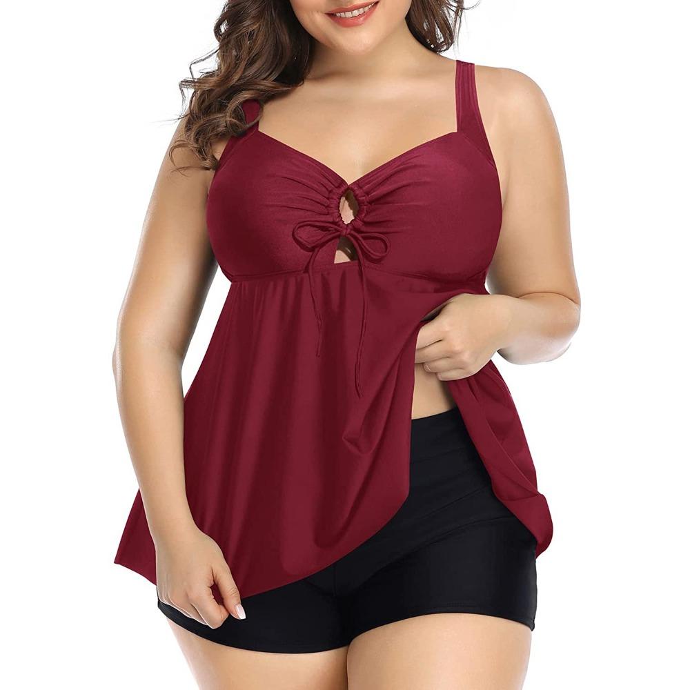 Two-piece Split Swimwear Plus Size Belly Top Swimsuit with Shorts Swimsuit