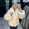 Women Elegant Large Lapel Fox Fur Coat Female Fluffy Casual Long Sleeve Jacket Autumn Winter Thick Warm Faux Fur Coat