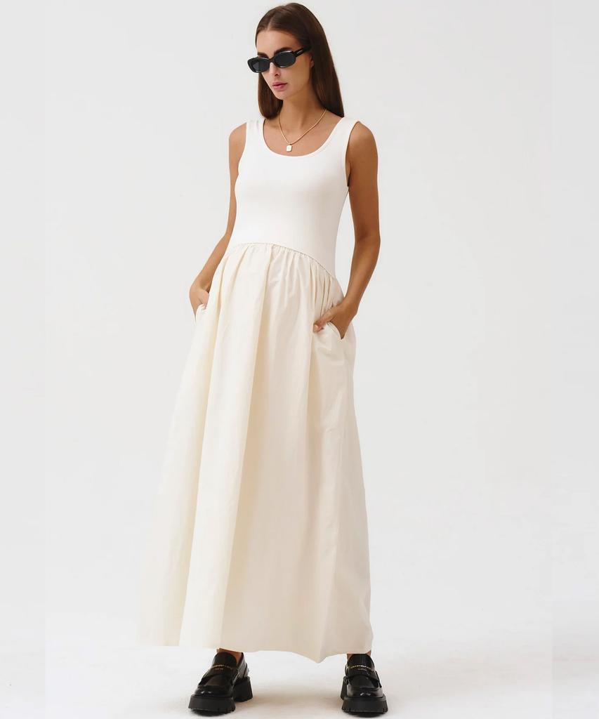 Nattingpicheubeos Essential Contrast Sleeveless Dress Black / Eggshell