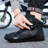 Unisex Leather Motorcycle Boots Large Size Rotation Button Anti -slip Anti -collision Competition Riding Shoes